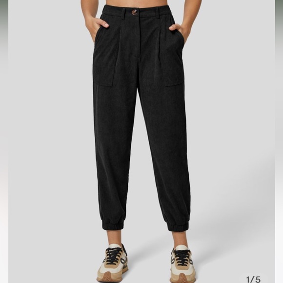 Mid Rise Button Zipper Multiple Pockets Corduroy Casual Joggers - Picture 1 of 5